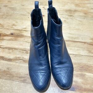 L. K. Bennett Quilted Blue Ankle Boot 38